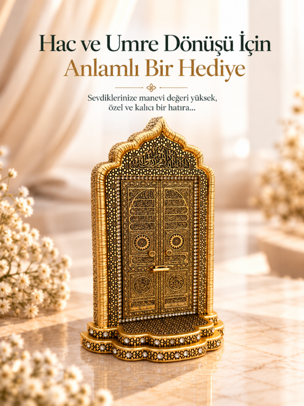 Kâbe-i Muazzama Kapısı Biblosu | Geleneksel Motifli Lüks Dekoratif Hediyelik
