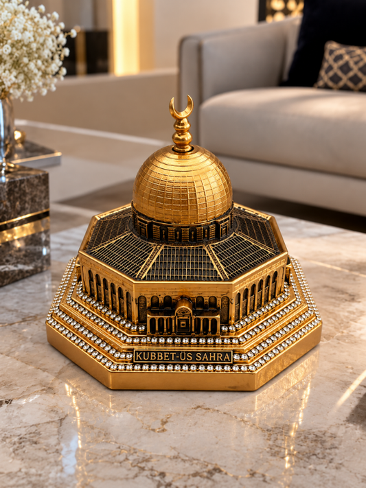 Kudüs Hatırası Kubbetü's-Sahra Maketi | Premium Gold Dekoratif Biblo