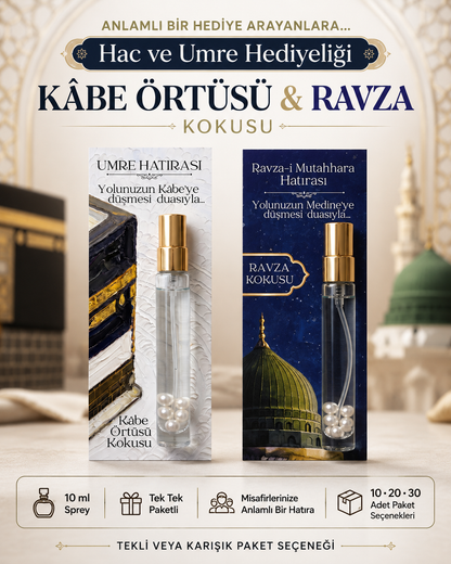 10'LU Hac ve Umre Hediyelik Kokuları | Kâbe Örtüsü ve Ravza